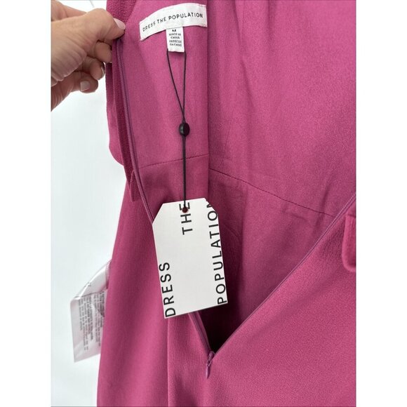 New Dress The Population Size Medium Pink Alondra Cocktail Midi Dress Hibiscus - Picture 10 of 12